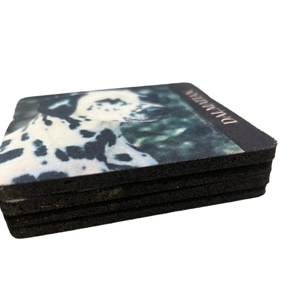 Vintage Canine Coasters Dalmatians Set of 4 Matching 4” Non-Skid Rubber Coasters